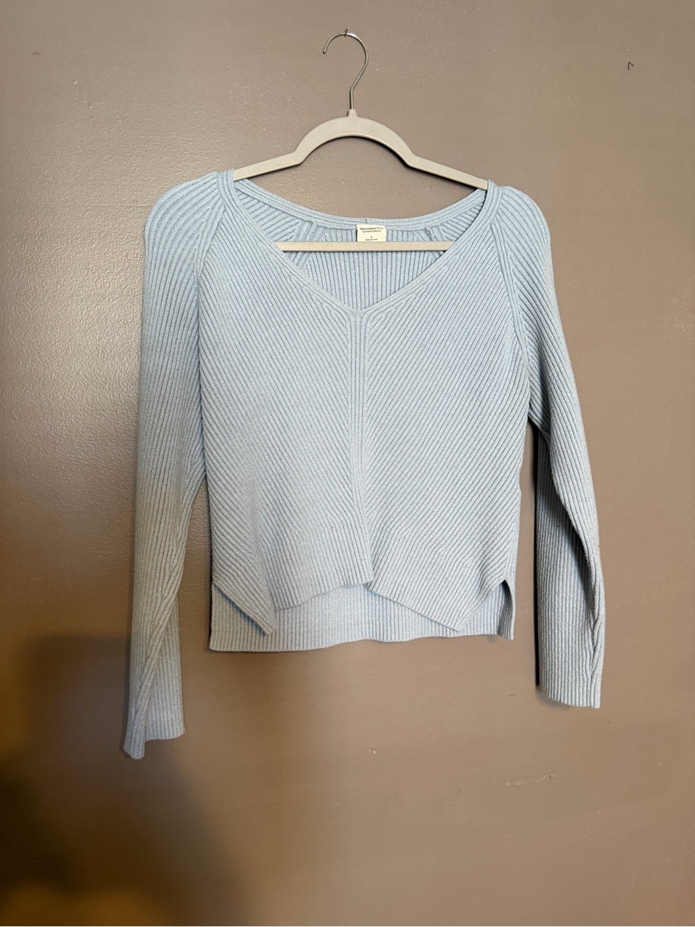 Abercrombie & Fitch Powder Blue V-Neck Ribbed Sweater
